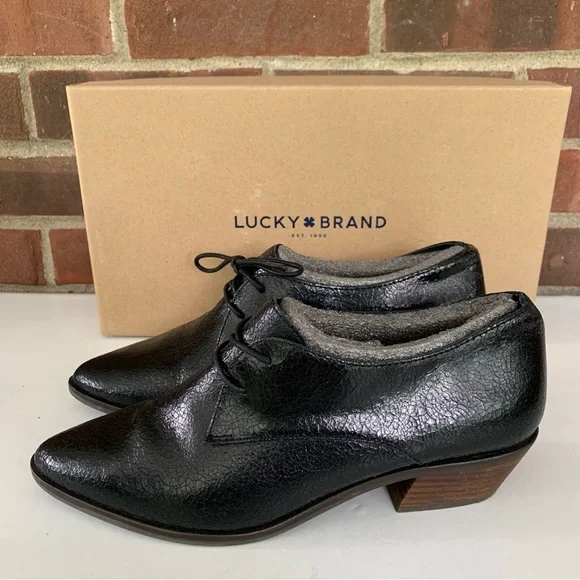Lucky Brand Womens LK Erreka Black Leather lace up Oxford shoes US 8.5 M - Picture 6 of 10